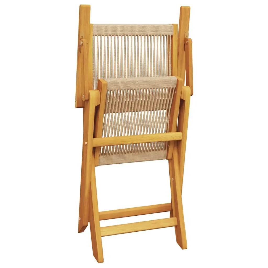 3 Piece Bistro Set Outdoor Garden Furniture Folding Table Chairs Beige