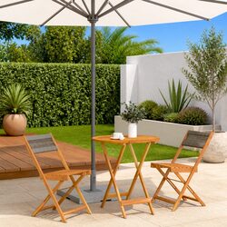 3 Piece Bistro Set Outdoor Garden Furniture Grey Polypropylene Solid Wood