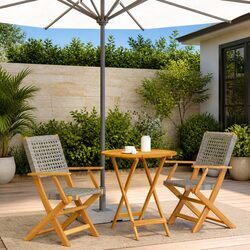 Reliable Grey 3 Piece Bistro Set for Outdoor Comfort