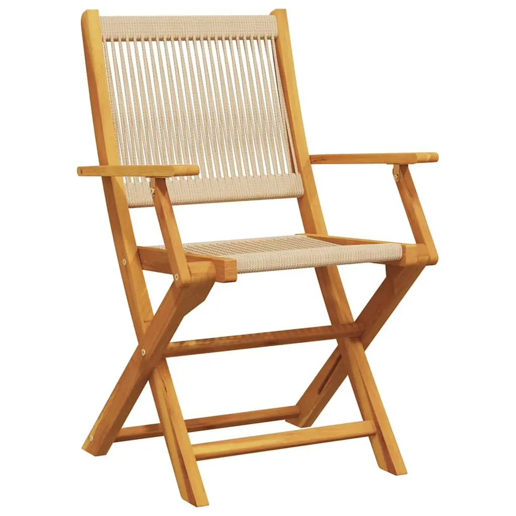 3 Piece Bistro Set Beige Outdoor Garden Furniture Foldable Table Chairs Balcony