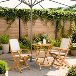 Reliable Outdoor Bistro Set with Comfortable Wooden Chairs