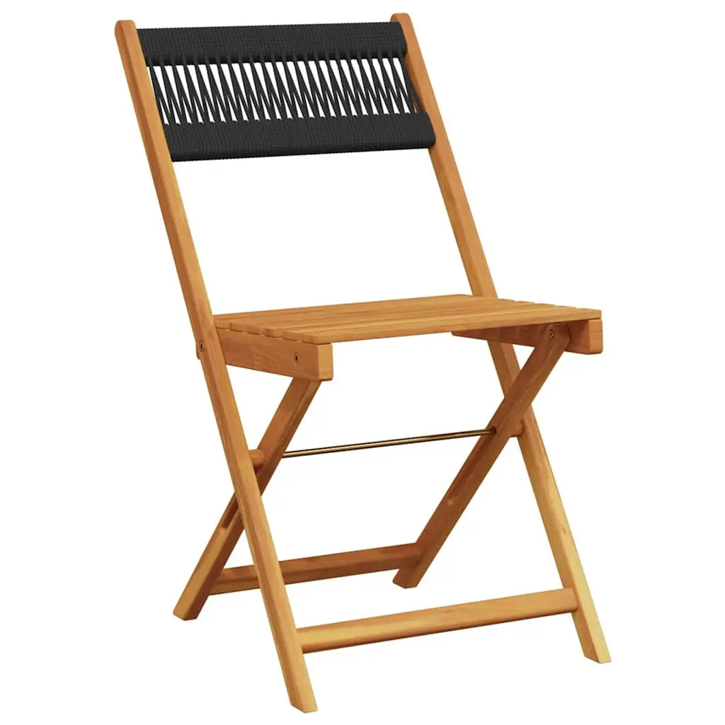 3 Piece Bistro Set Outdoor Garden Patio Furniture Black Solid Acacia Wood