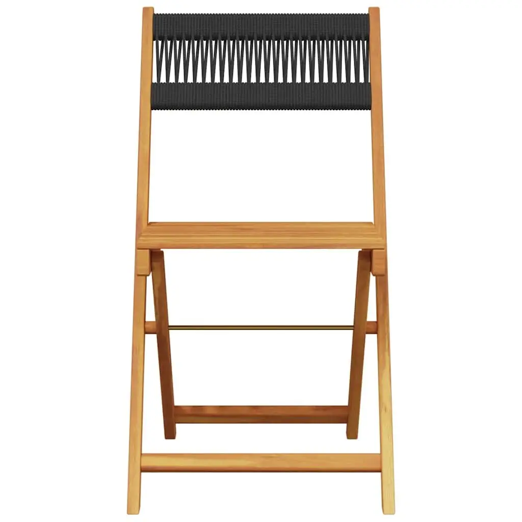 3 Piece Bistro Set Outdoor Garden Patio Furniture Black Solid Acacia Wood