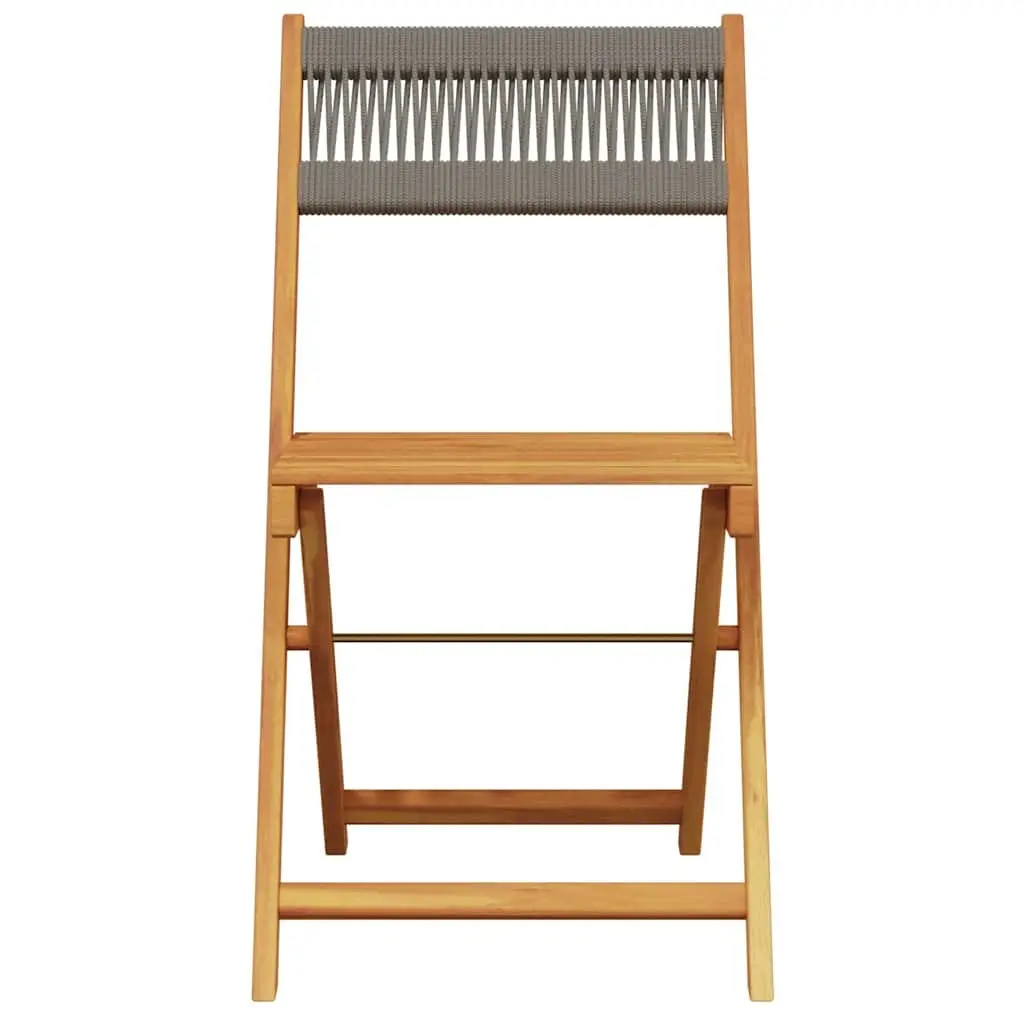 Bistro Set Outdoor Garden Furniture 3 Piece Grey Polypropylene Solid Wood