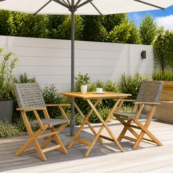 Reliable 3 Piece Grey Bistro Set for Outdoor Use
