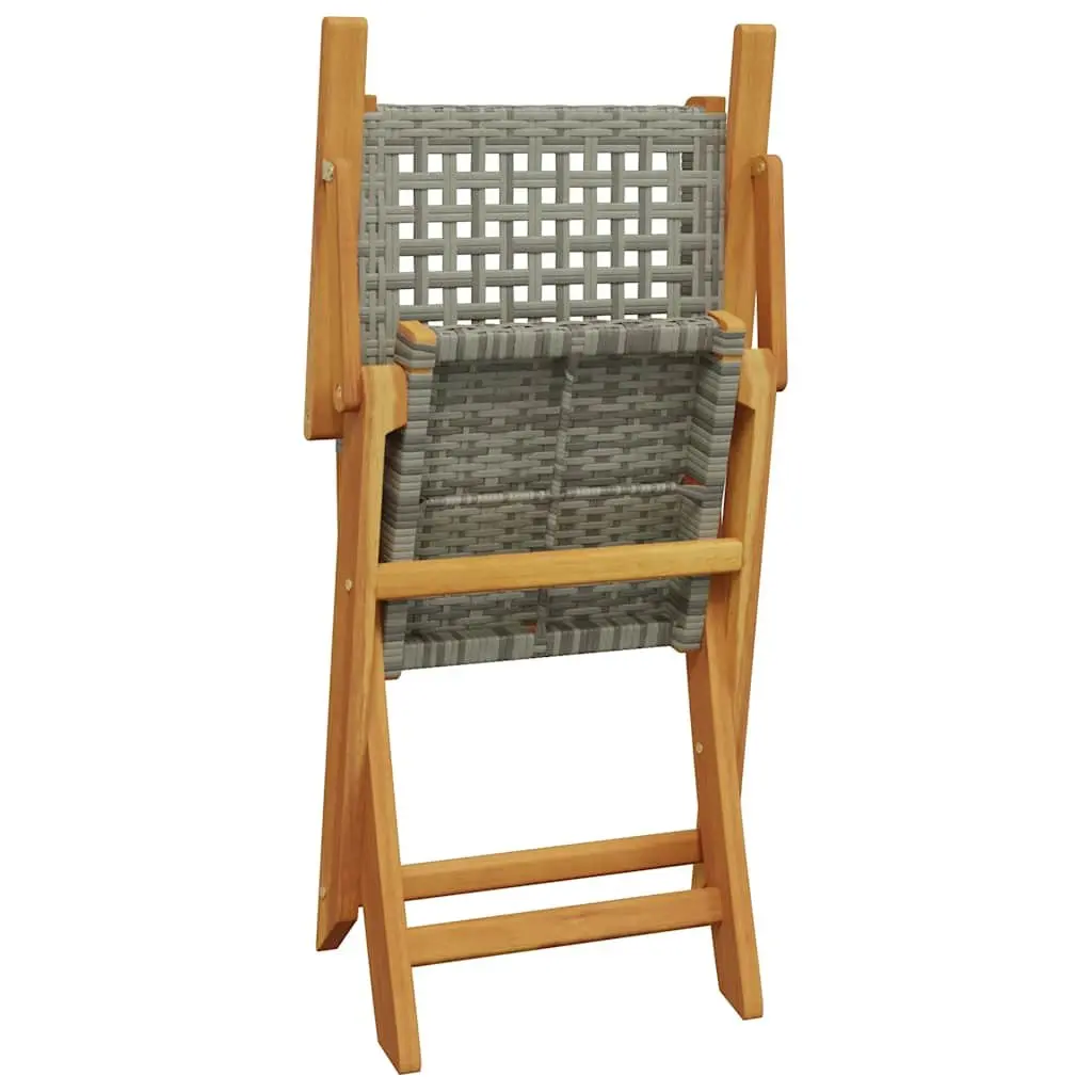 3 Piece Bistro Set Outdoor Dining Grey Poly Rattan Folding Garden Furniture