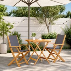 Outdoor Bistro Furniture Set 3 Piece Foldable Garden Chairs Table Anthracite
