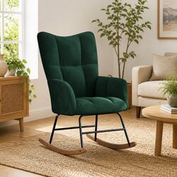 Comfortable Green Velvet Rocking Chair for Relaxation