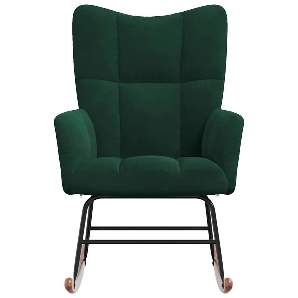 Rocking Chair Green Velvet Upholstered Padded Armchair Modern Living Room