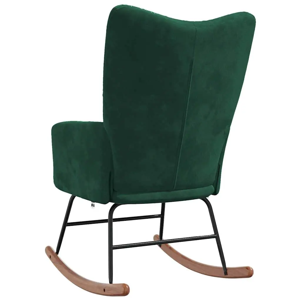 Rocking Chair Green Velvet Upholstered Padded Armchair Modern Living Room