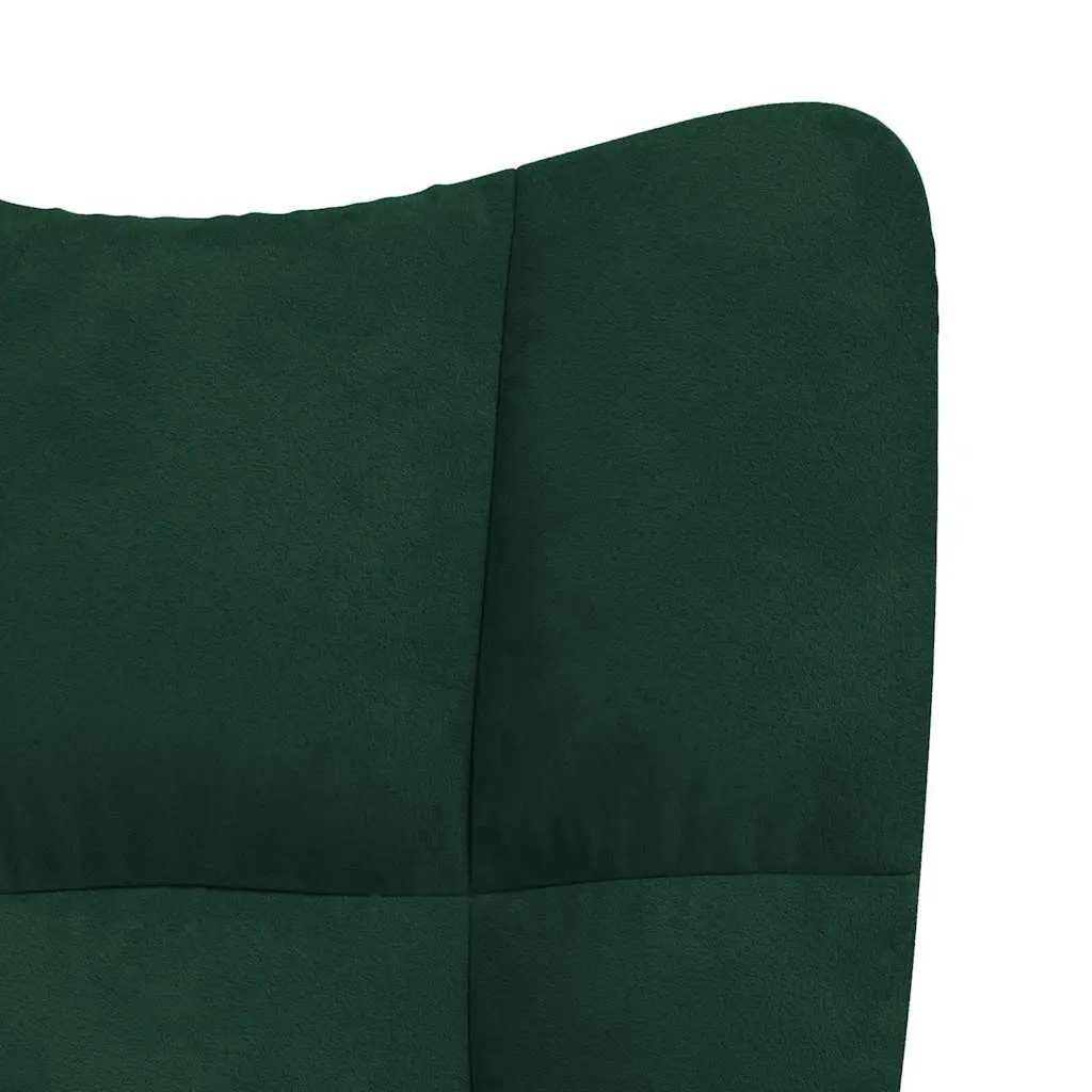 Rocking Chair Green Velvet Upholstered Padded Armchair Modern Living Room