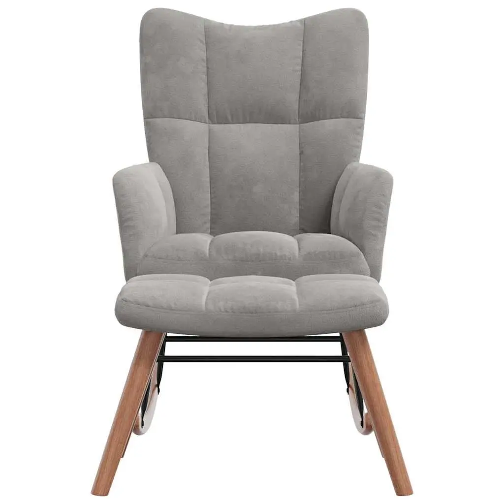 Rocking Chair with Stool Relaxing Seat Light Grey Velvet