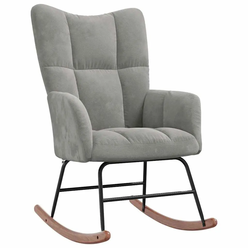 Rocking Chair with Stool Relaxing Seat Light Grey Velvet