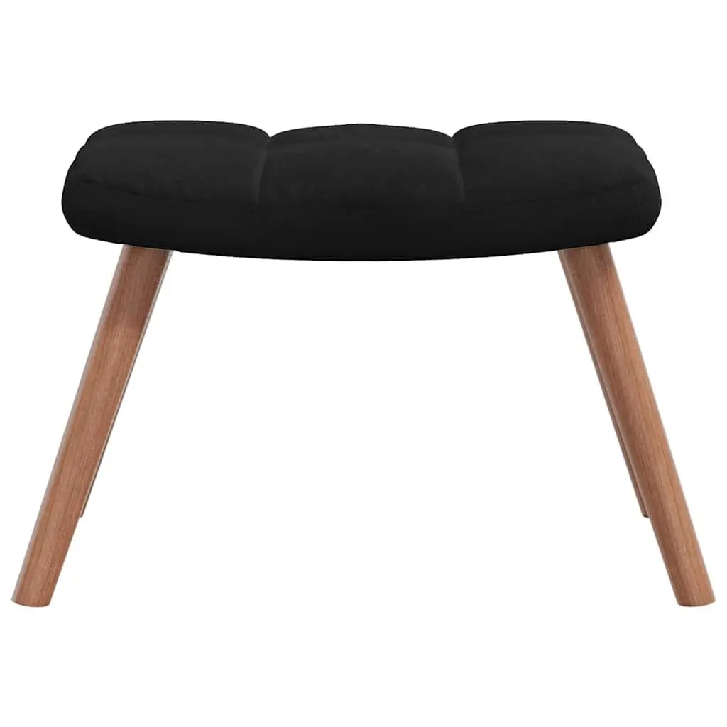 Rocking Chair with Stool Velvet Black Armchair Lounge Chair