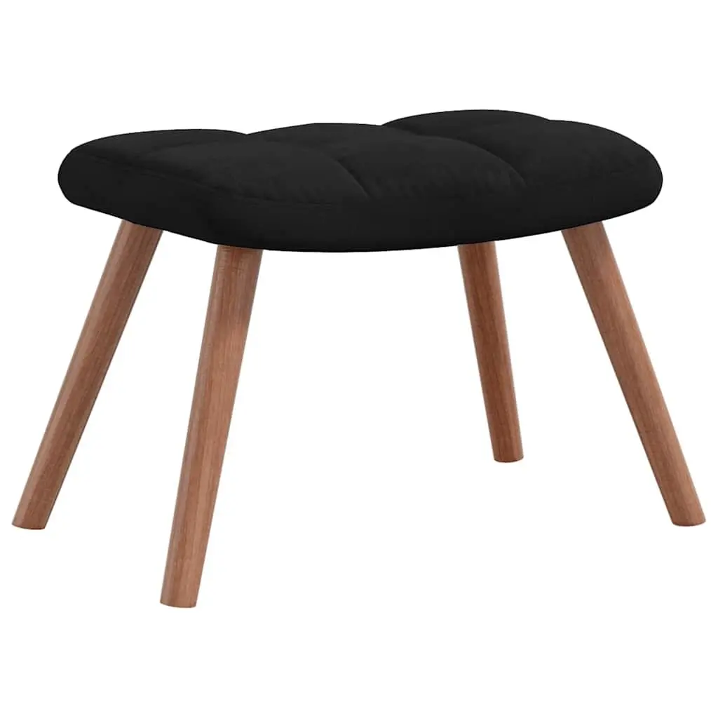 Rocking Chair with Stool Velvet Black Armchair Lounge Chair