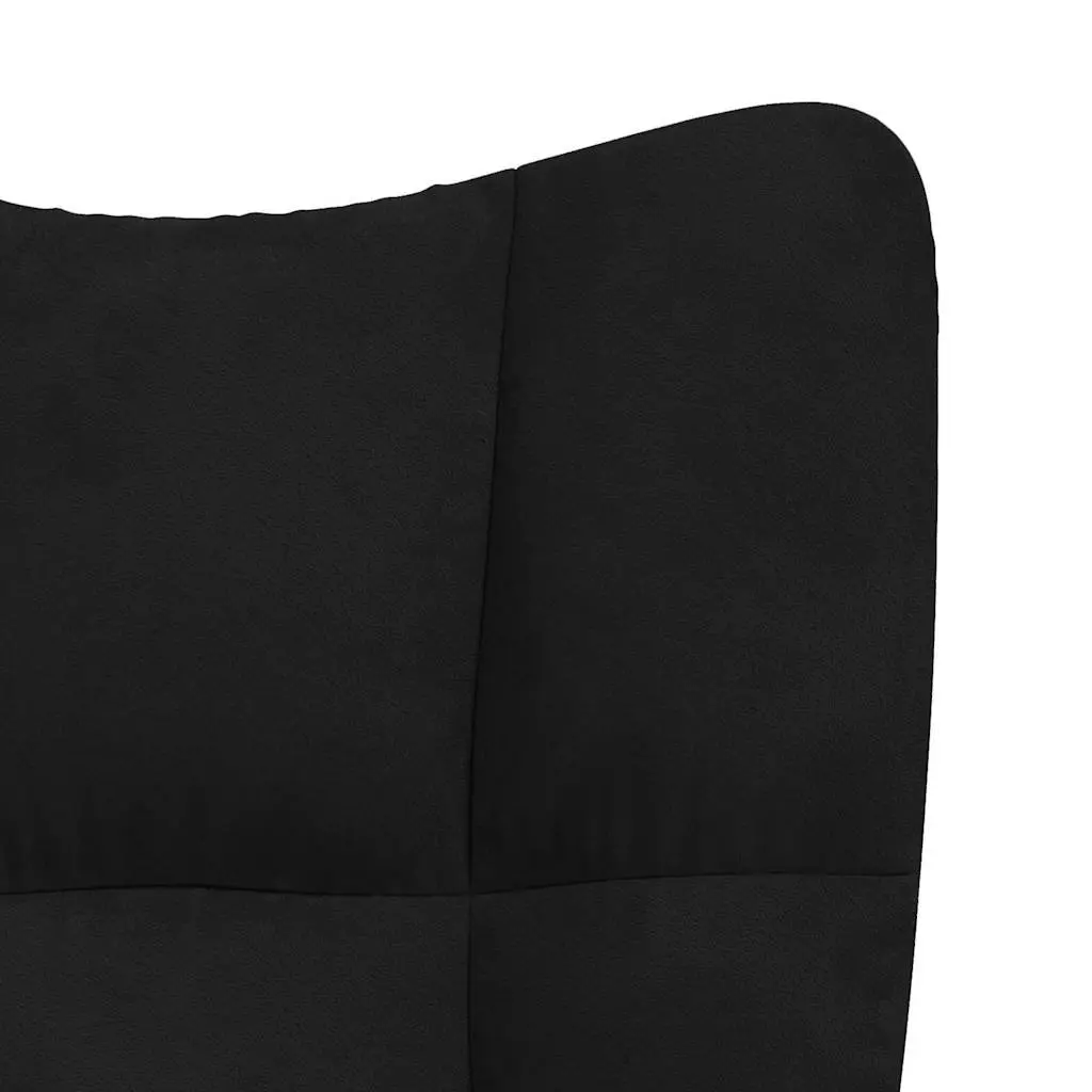 Rocking Chair with Stool Velvet Black Armchair Lounge Chair