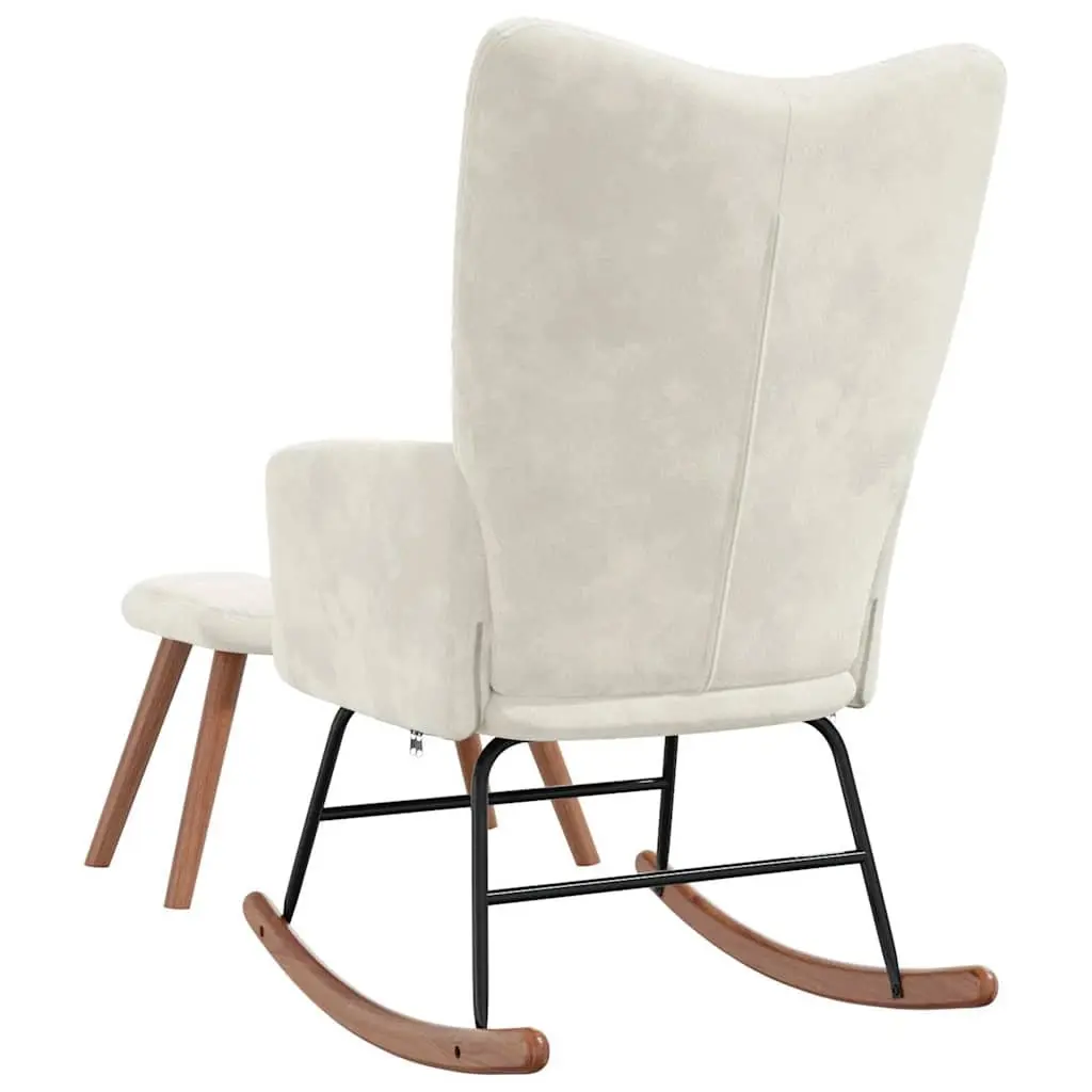 Rocking Chair with Footstool in Cream Velvet