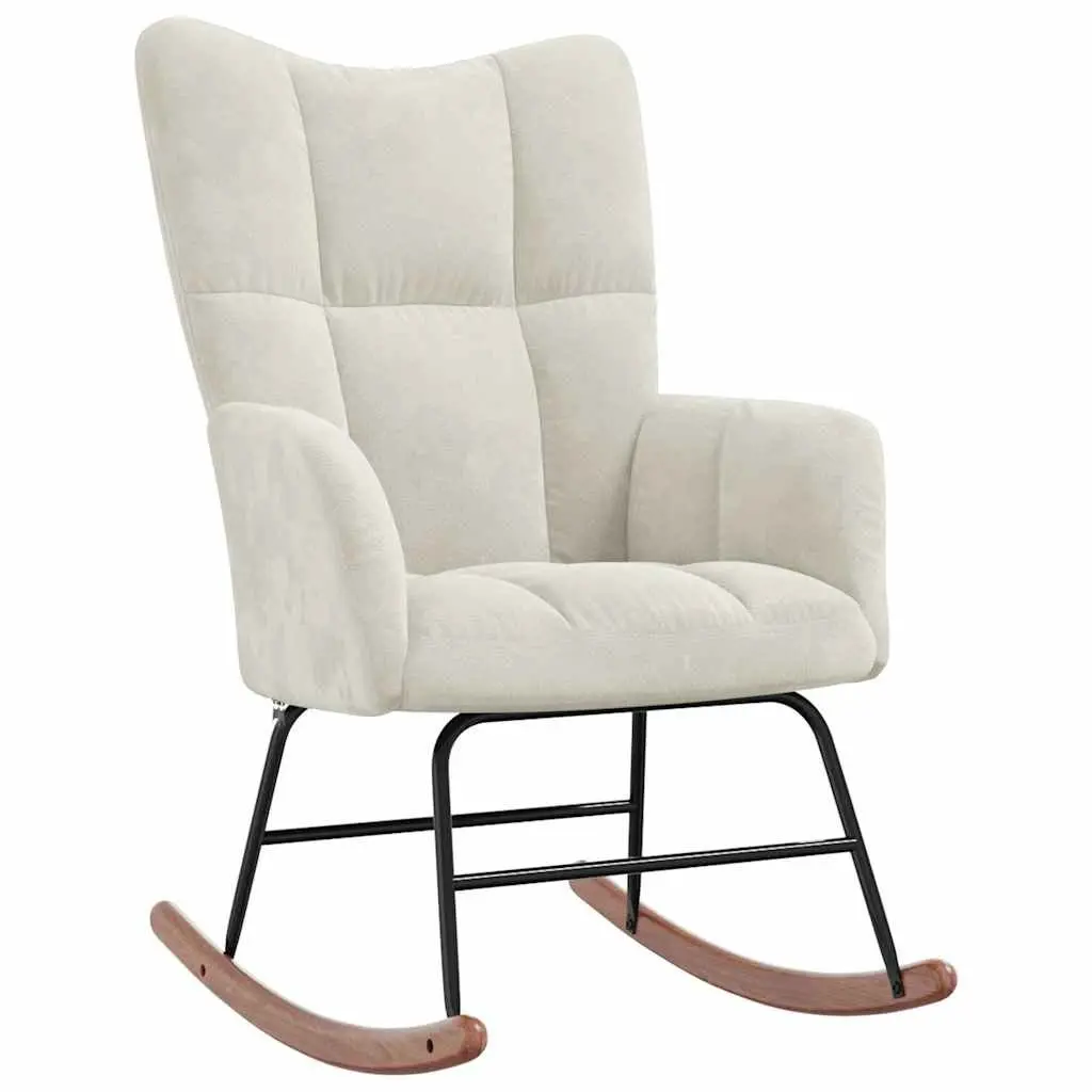 Rocking Chair with Footstool in Cream Velvet