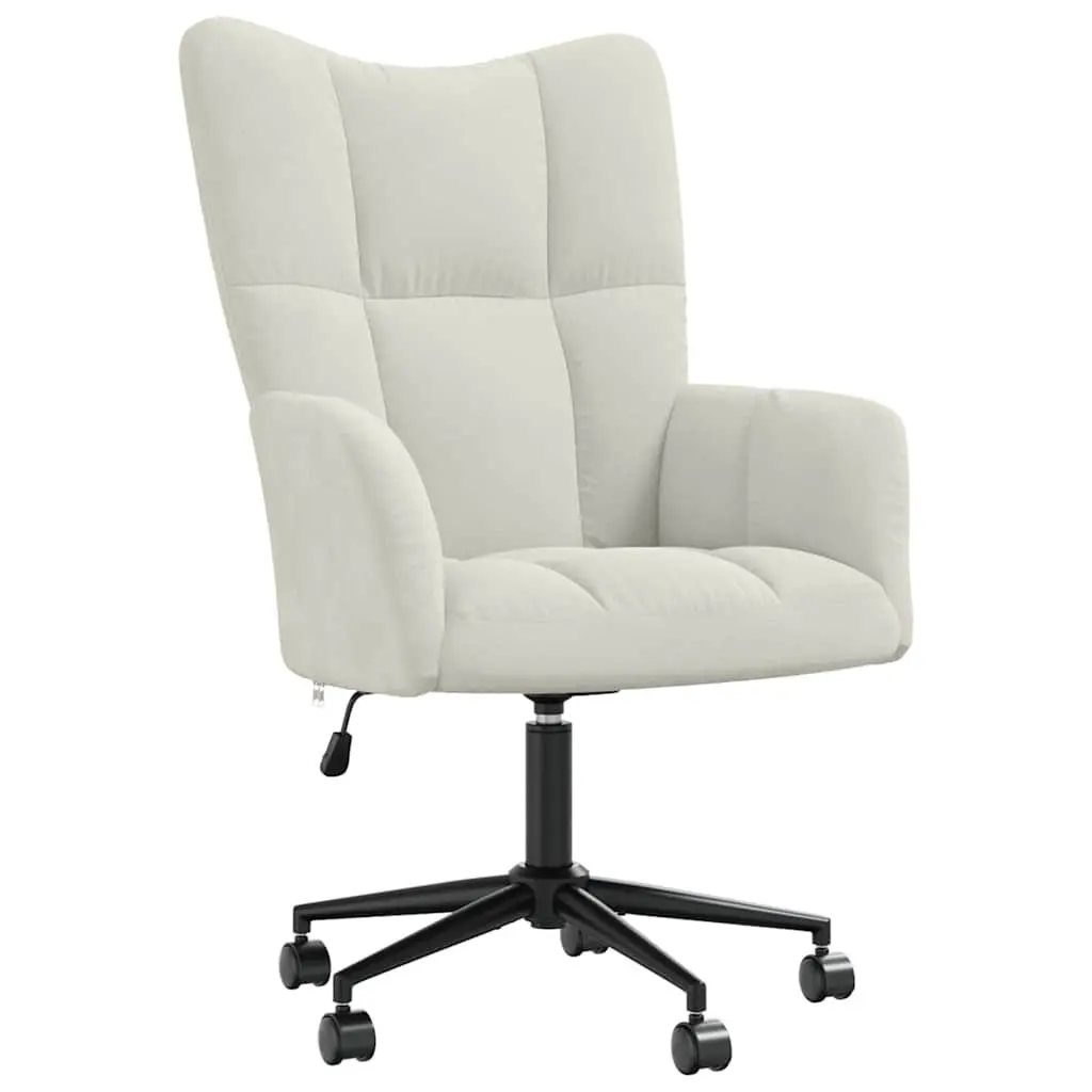 Swivel Armchair Height Adjustable Cream Velvet Upholstered Relaxing Chair
