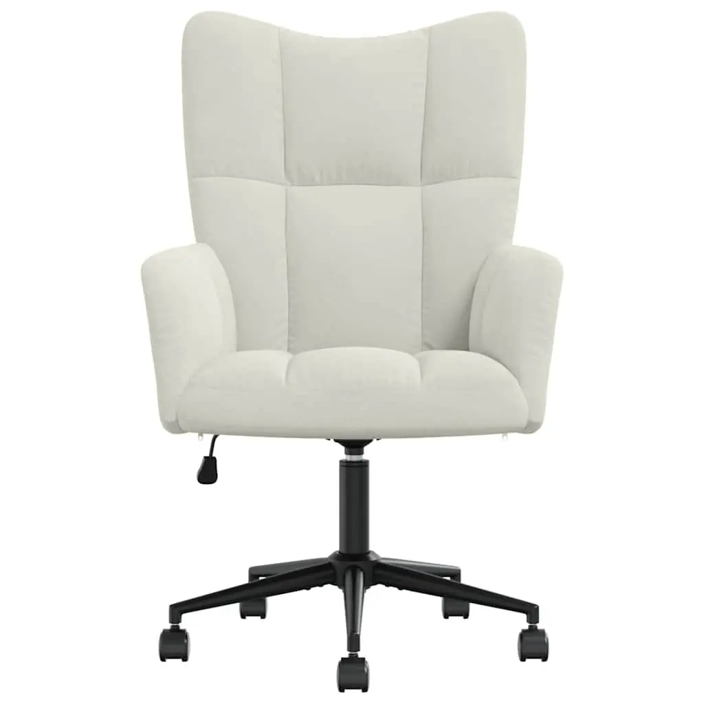Swivel Armchair Height Adjustable Cream Velvet Upholstered Relaxing Chair