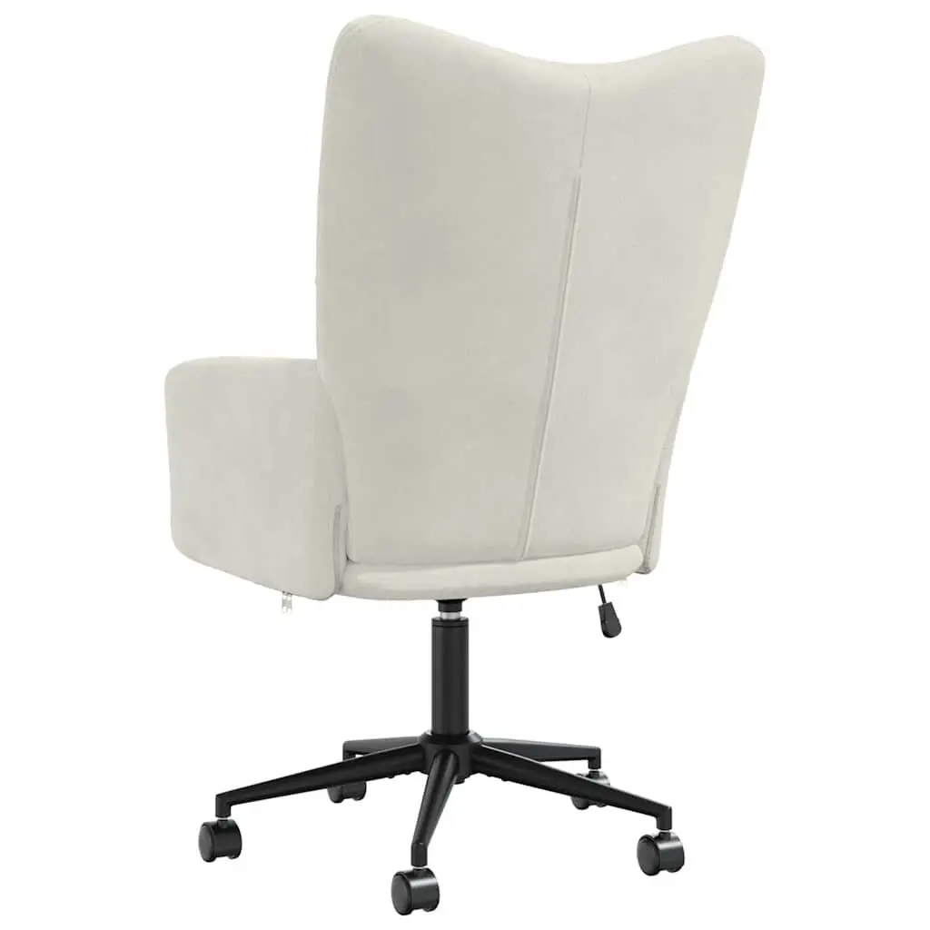Swivel Armchair Height Adjustable Cream Velvet Upholstered Relaxing Chair