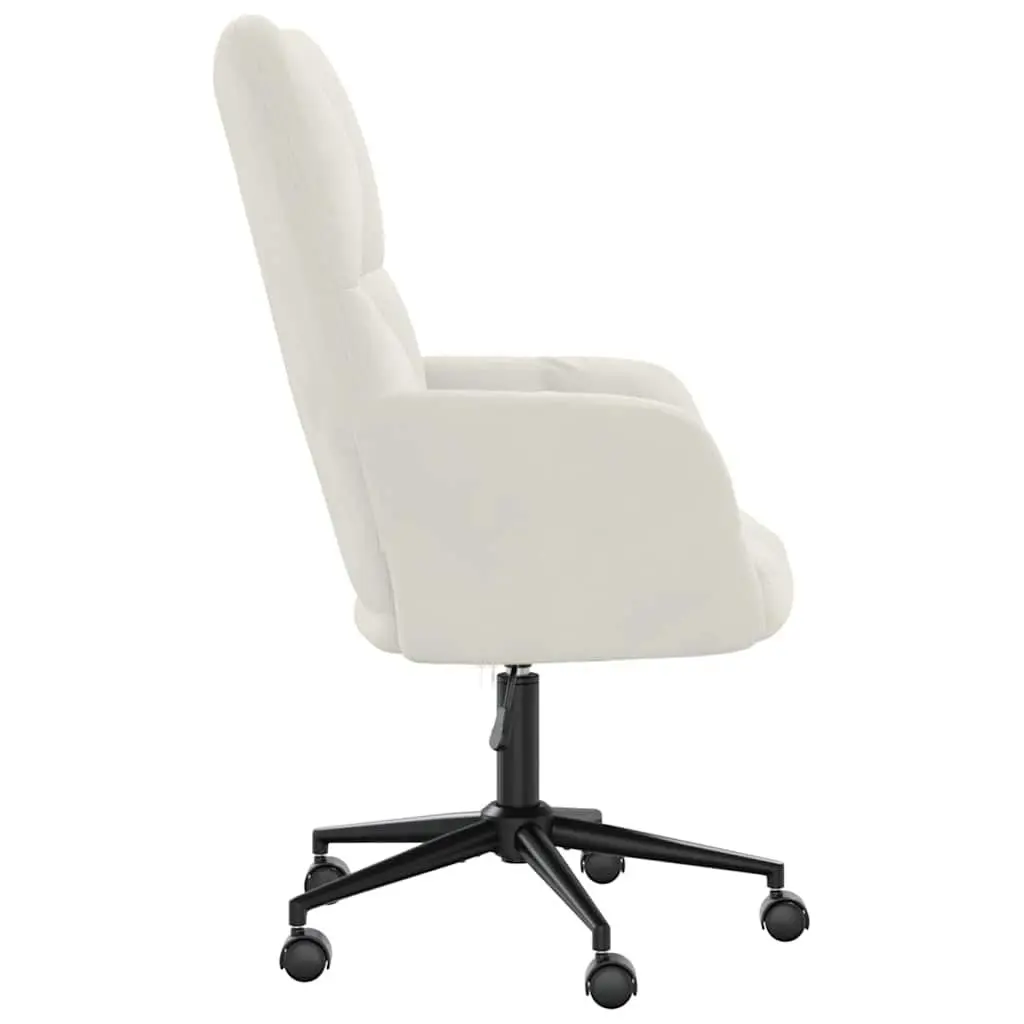 Swivel Armchair Height Adjustable Cream Velvet Upholstered Relaxing Chair