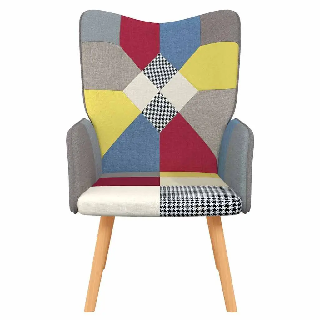 Relaxing Armchair Multicolour Patchwork Fabric Padded Foam Comfortable Lounge