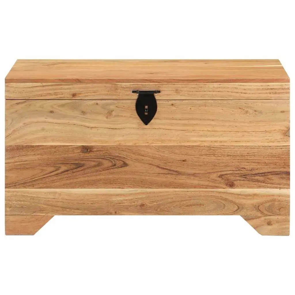 Storage Chest Solid Acacia Wood Brown Wooden Box Latch Handles Side Table Bench