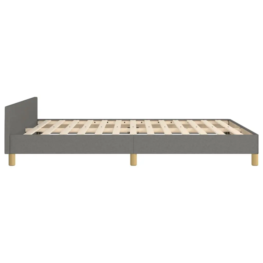 Double Bed Frame with Headboard Grey Fabric 137x187cm Bedroom Furniture