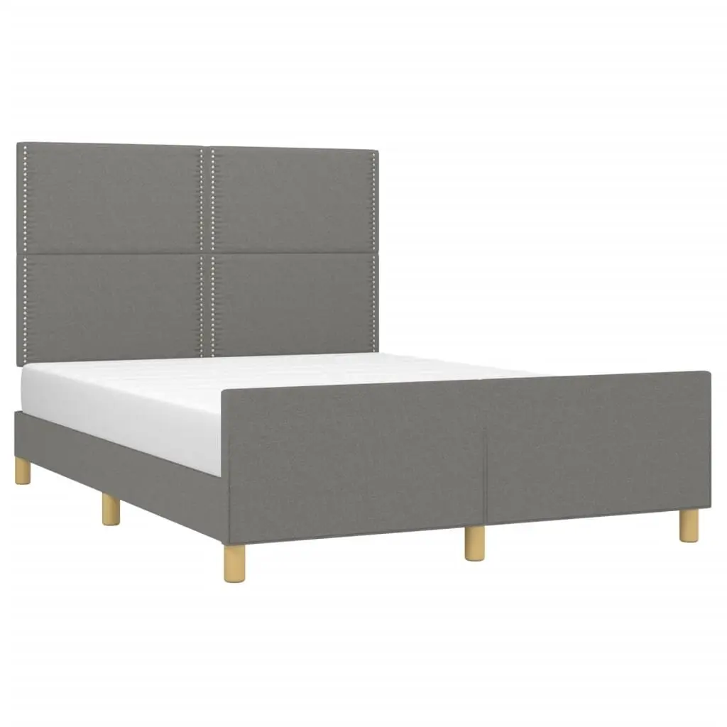 Grey Fabric Double Bed Frame with Solid Support