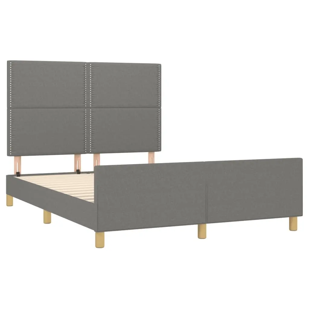 Grey Fabric Double Bed Frame with Solid Support
