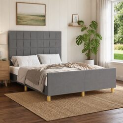Value-Oriented Grey Double Bed Frame with Headboard
