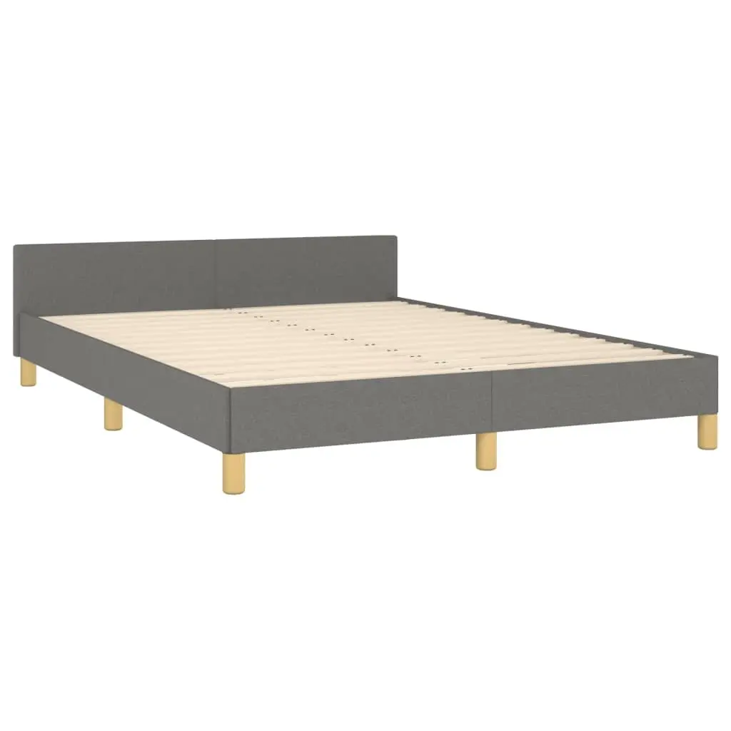 Grey Fabric Double Bed Frame with Supportive Headboard