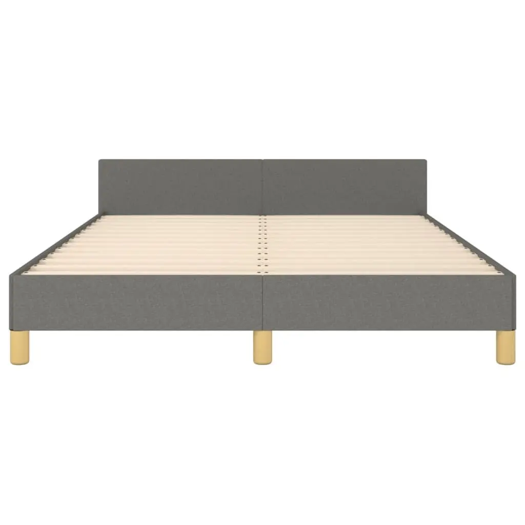 Grey Fabric Double Bed Frame with Supportive Headboard