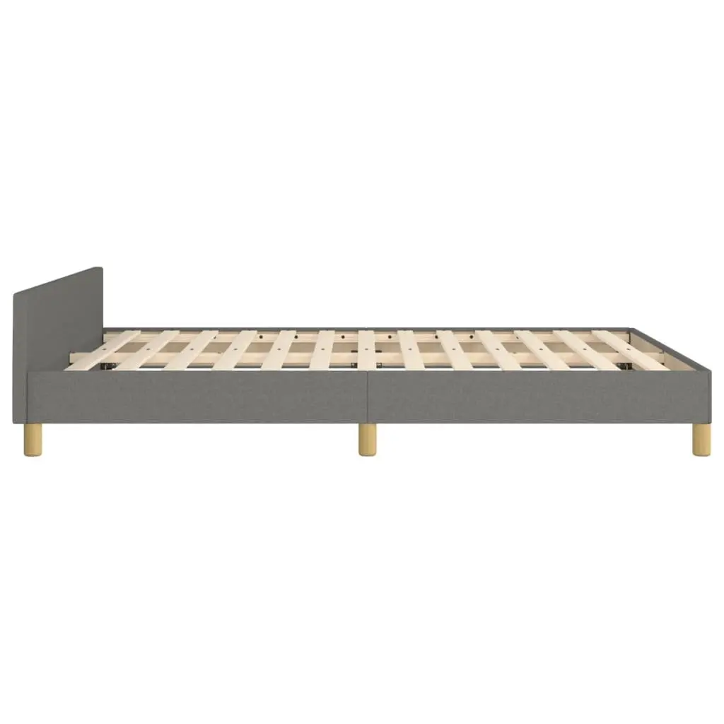 Grey Fabric Double Bed Frame with Supportive Headboard