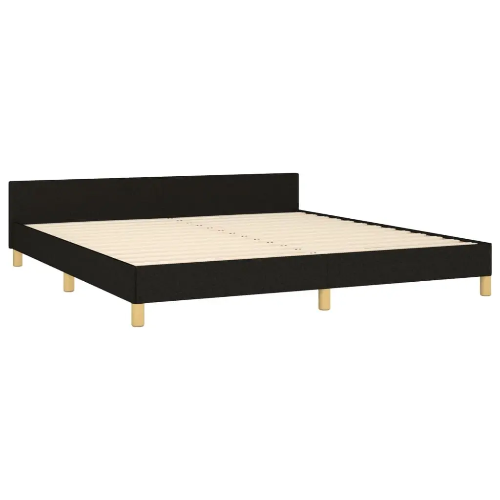 Queen Bed Frame with Headboard Black Fabric 152x203 cm Bedroom Furniture