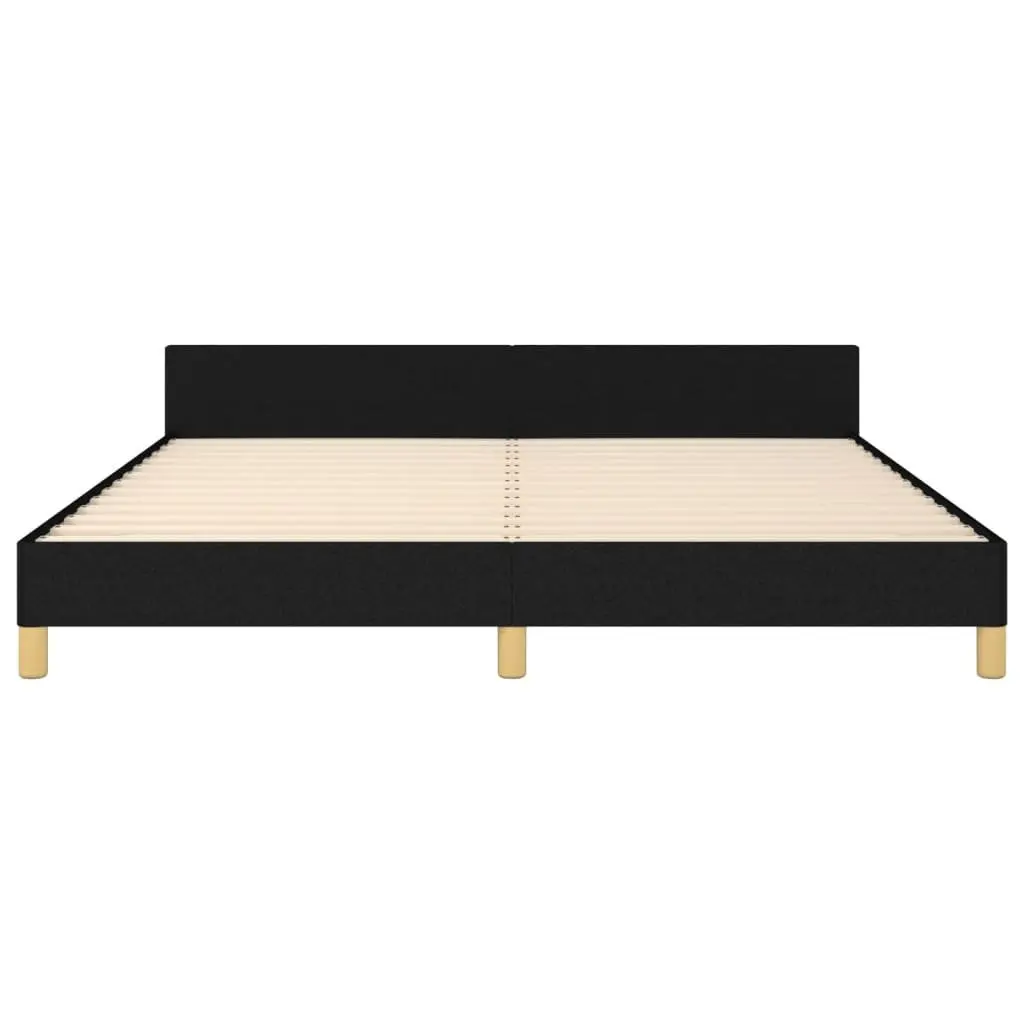 Queen Bed Frame with Headboard Black Fabric 152x203 cm Bedroom Furniture