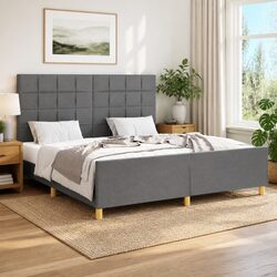 Reliable and Stylish Grey Fabric Queen Bed Frame