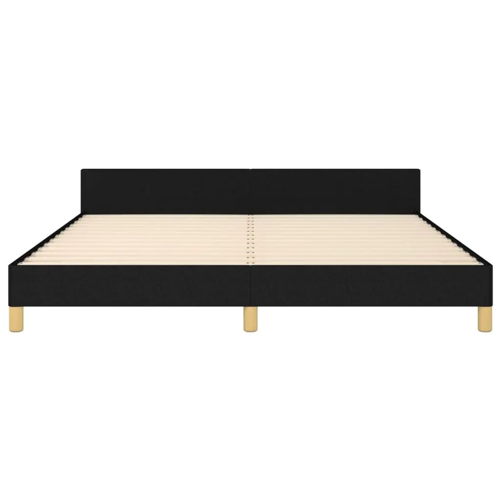 Queen Bed Frame Black Fabric 152x203 cm Headboard Slat Base