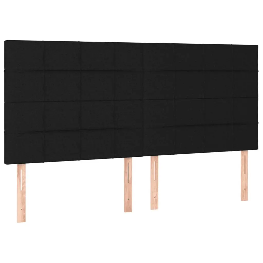 Queen Bed Frame Black Fabric 152x203 cm Headboard Slat Base