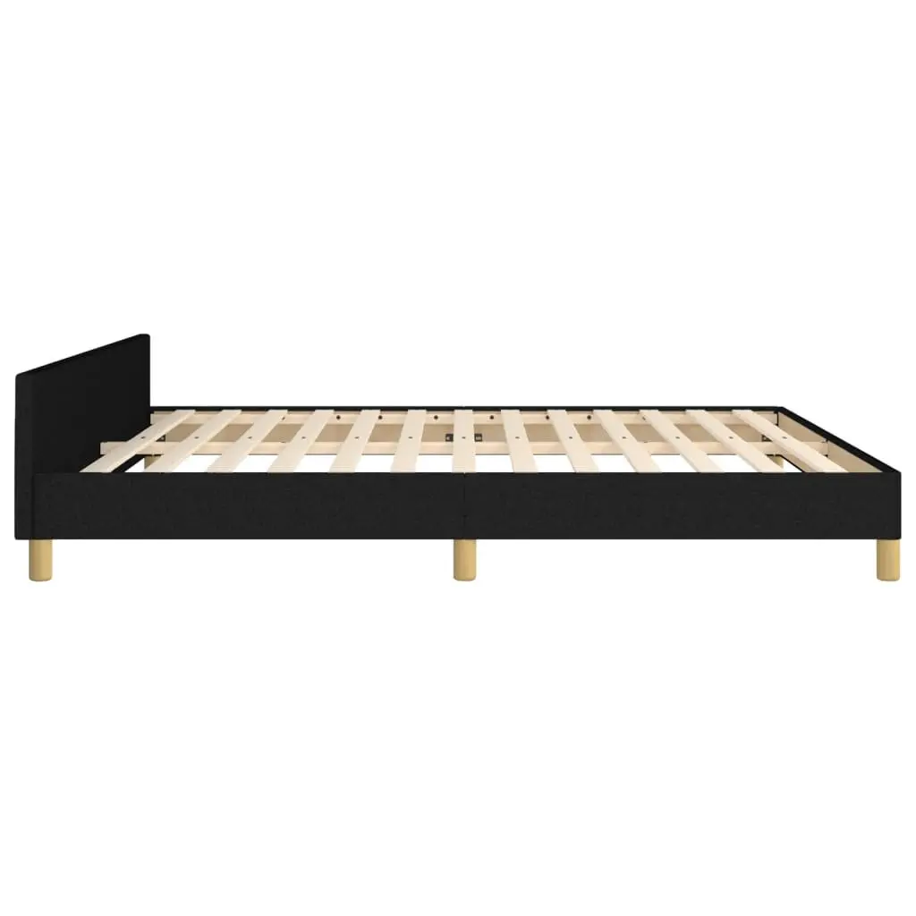Queen Bed Frame Black Fabric 152x203 cm Headboard Slat Base