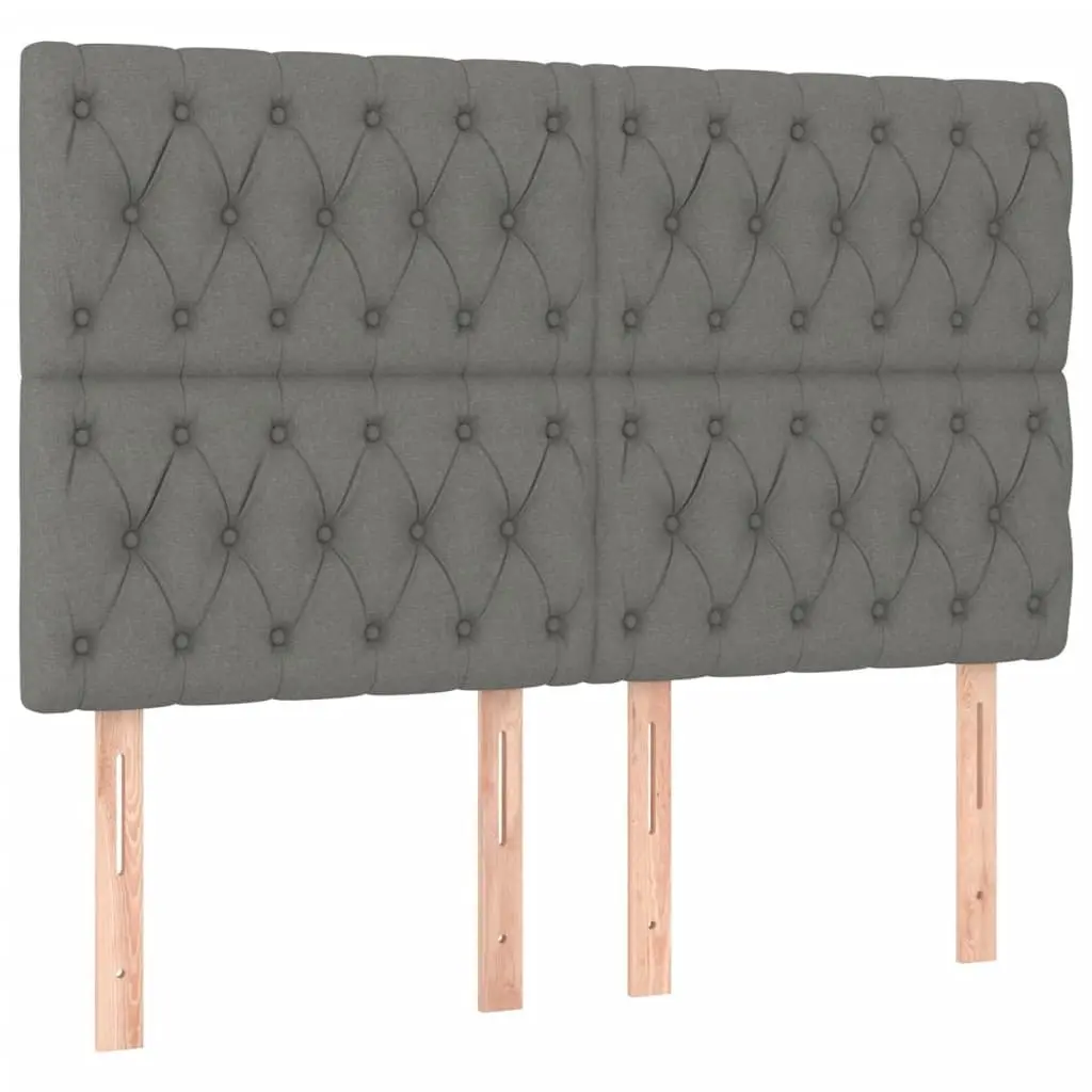 Queen Bed Frame with Grey Fabric Headboard 152x203cm