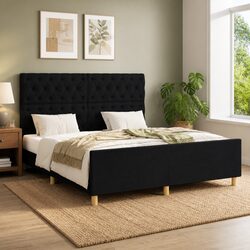 Practical Black Fabric Queen Bed Frame with Value