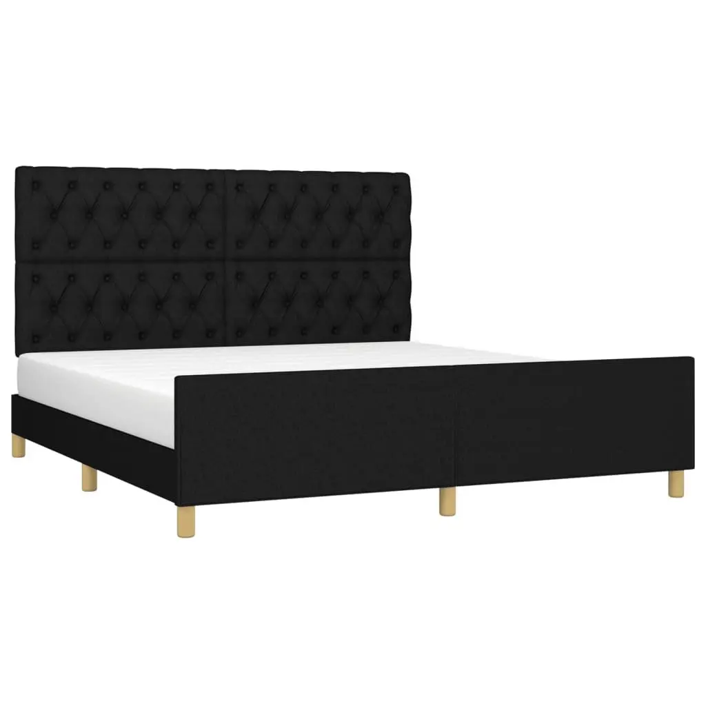 Queen Bed Frame Black Fabric 152x203 cm Bedroom Furniture