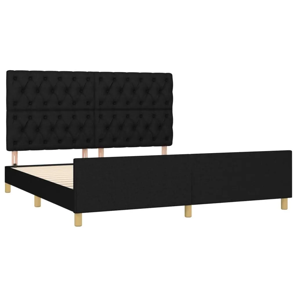 Queen Bed Frame Black Fabric 152x203 cm Bedroom Furniture