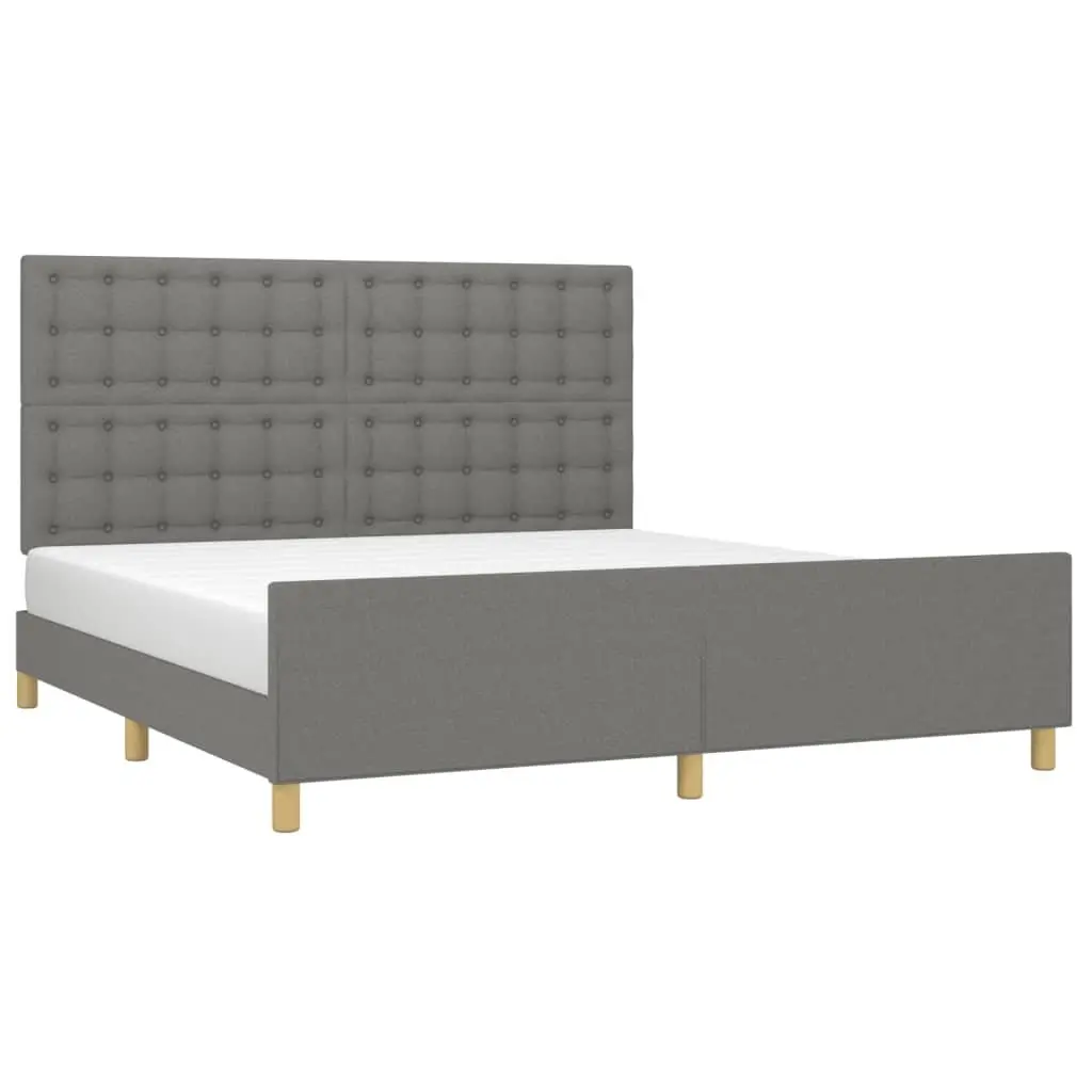 Queen Bed Frame Grey Fabric Headboard 152x203cm Bedroom Furniture without