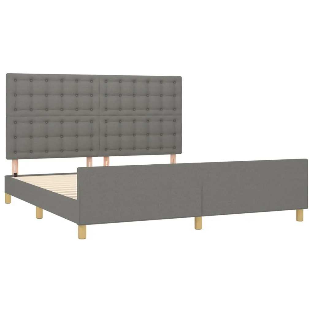 Queen Bed Frame Grey Fabric Headboard 152x203cm Bedroom Furniture without