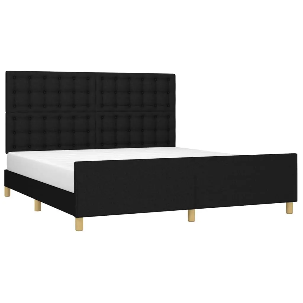 Queen Bed Frame Black Fabric 152x203cm Bedroom Furniture