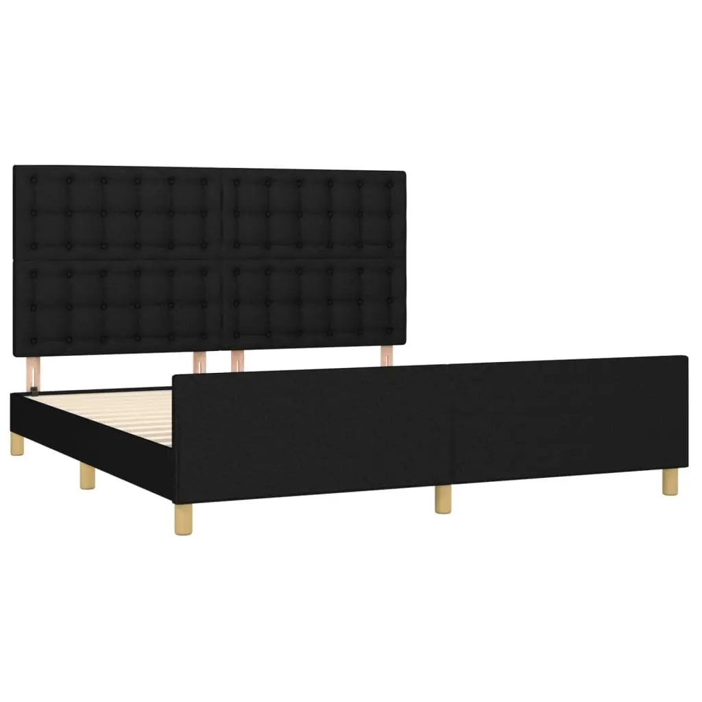 Queen Bed Frame Black Fabric 152x203cm Bedroom Furniture