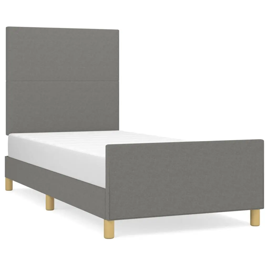 King Single Bed Frame with Headboard Grey Fabric 107x203cm Bedroom Furniture
